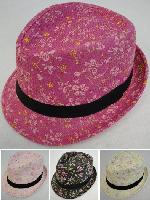 Girl's Printed Fedora [Floral Print]